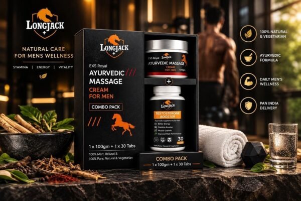 Ayurvedic Massage Cream and Herbal Supplement for Men